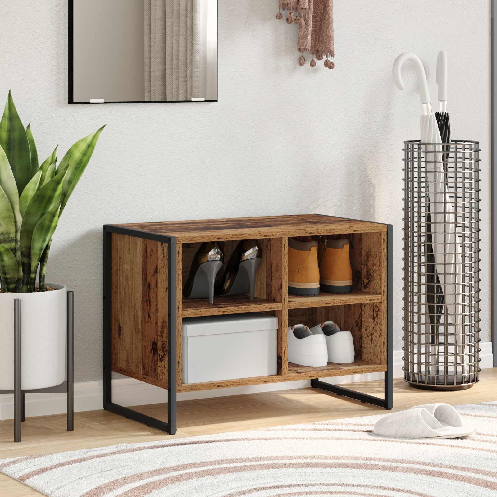 VidaXL armoire à chaussures avec rangement vieux bois 60 x 35 x 44 cm bois traité