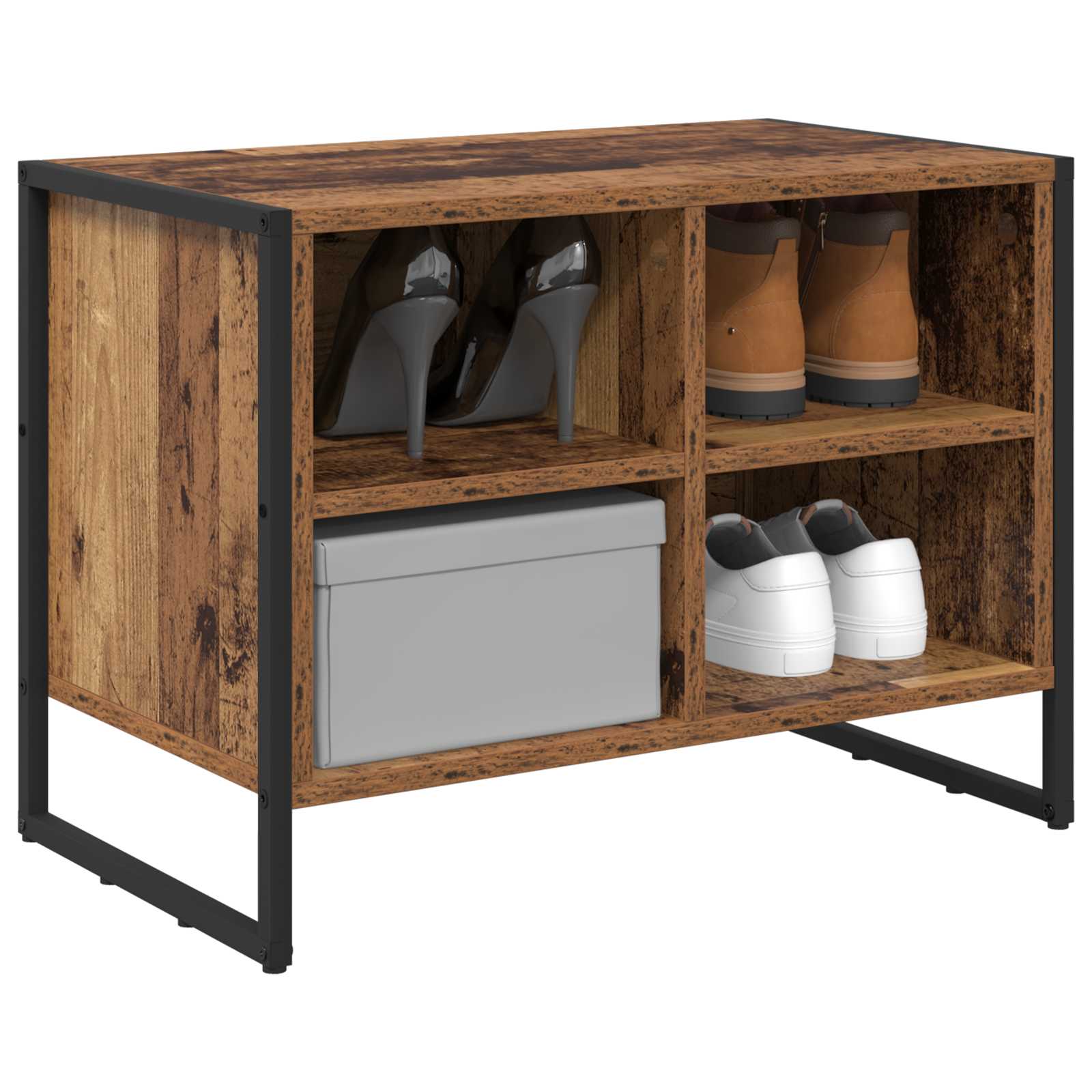 VidaXL armoire à chaussures avec rangement vieux bois 60 x 35 x 44 cm bois traité