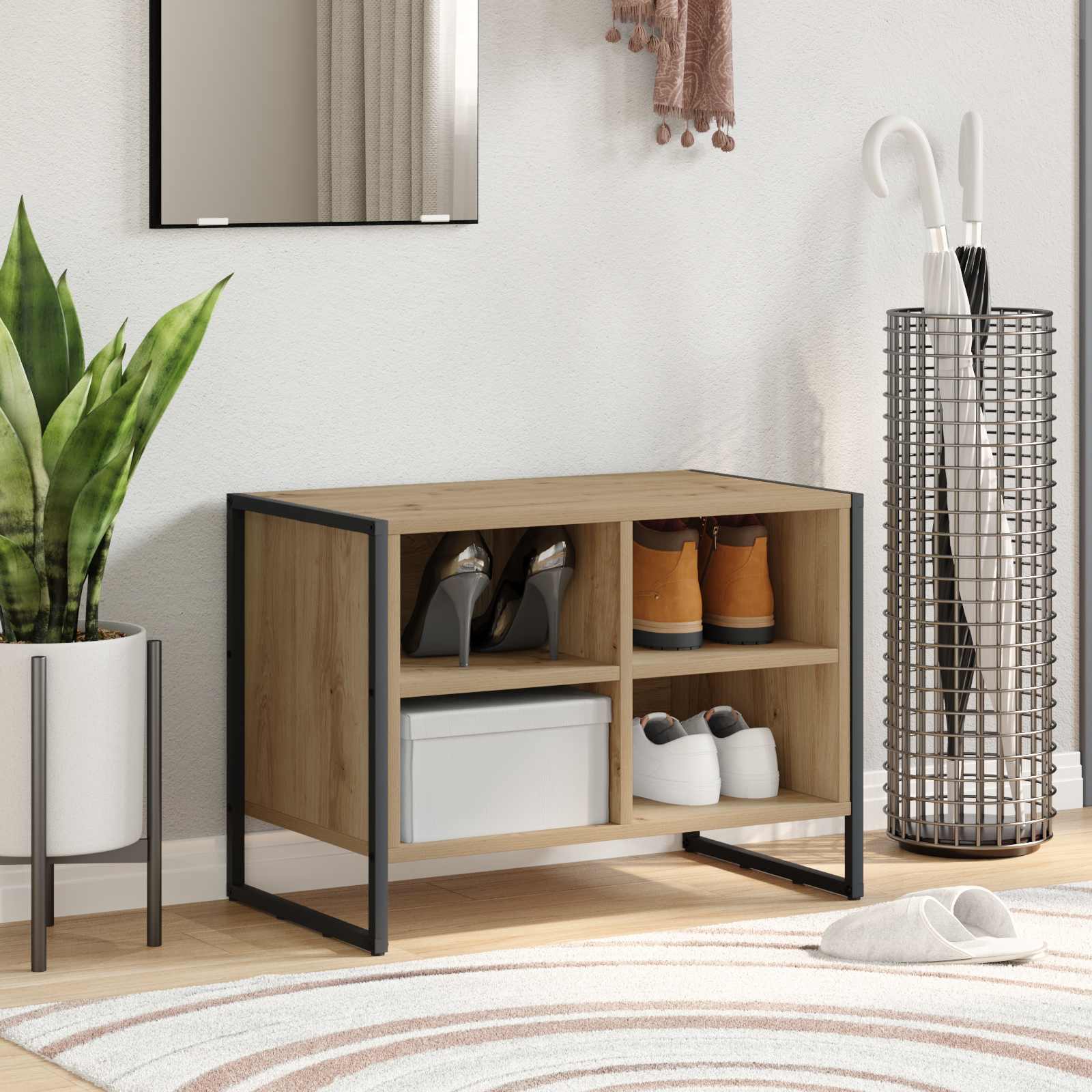 Vidaxxl meuble à chaussures chêne artisanal 60 x 35 x 44 cm bois d'ingénierie