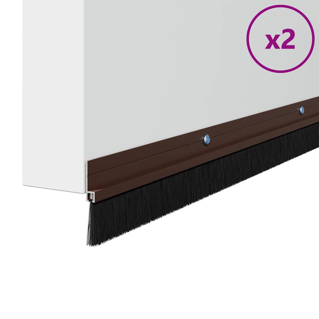 Vidaxl fermetures de brosse de porte vissables 2 pcs marron 100 cm