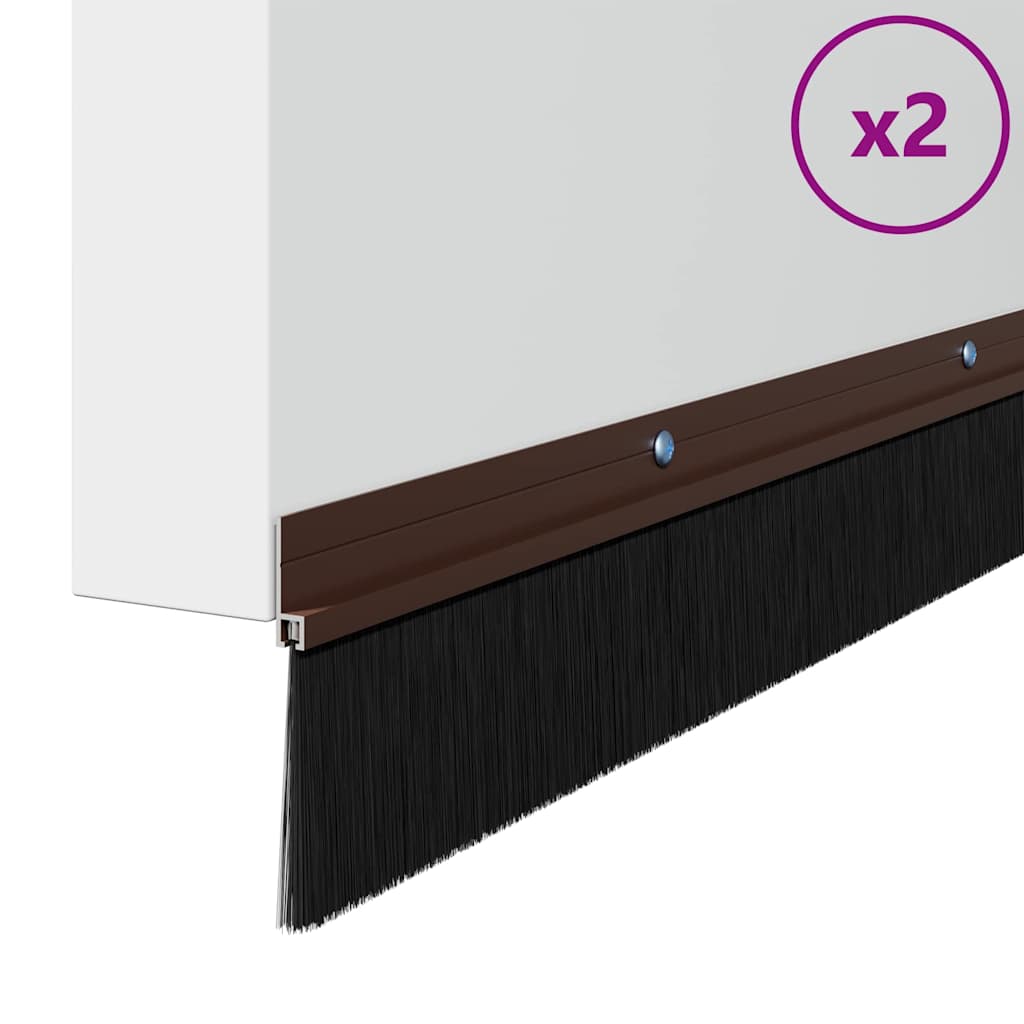 Vidaxl fermetures de brosse de porte vissables 2 pcs marron 100 cm