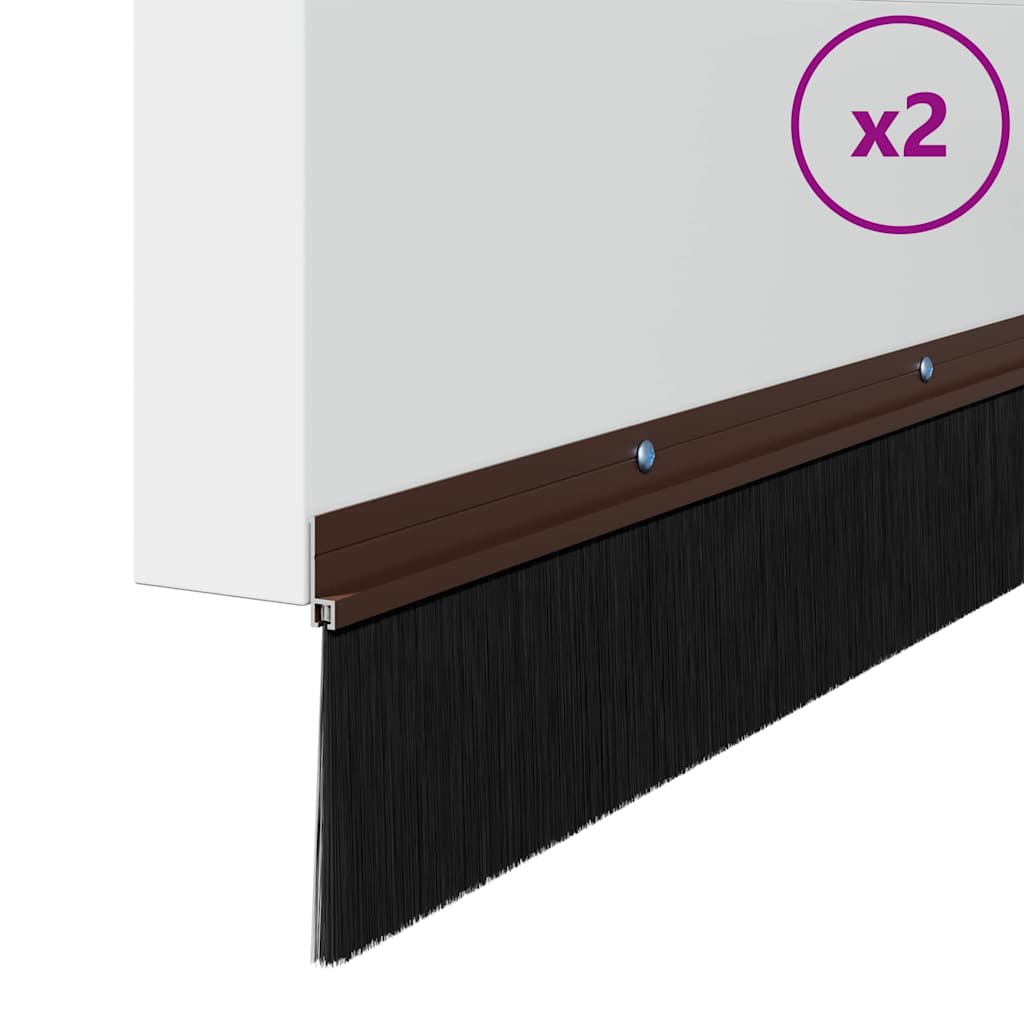 Vidaxl fermetures de brosse de porte vissables 2 pcs marron 100 cm