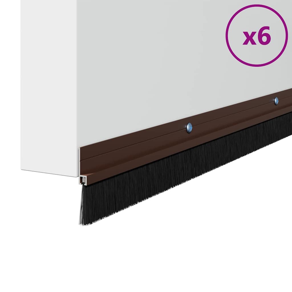 Vidaxl fermetures de brosse de porte vissables 6 pcs marron 100 cm