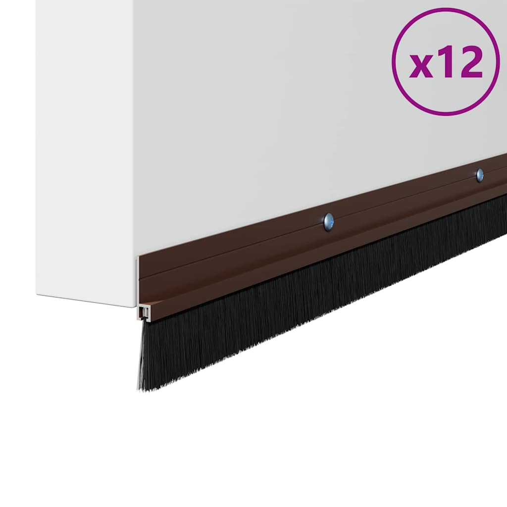 Vidaxx fermetures de brosse de porte vissables 12 pcs marron 100 cm