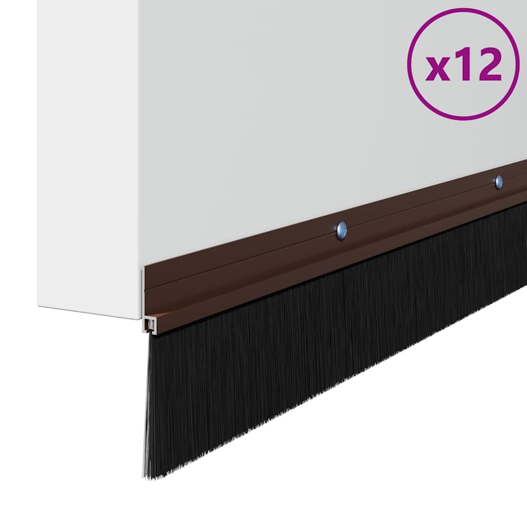 Vidaxx fermetures de brosse de porte vissables 12 pcs marron 100 cm