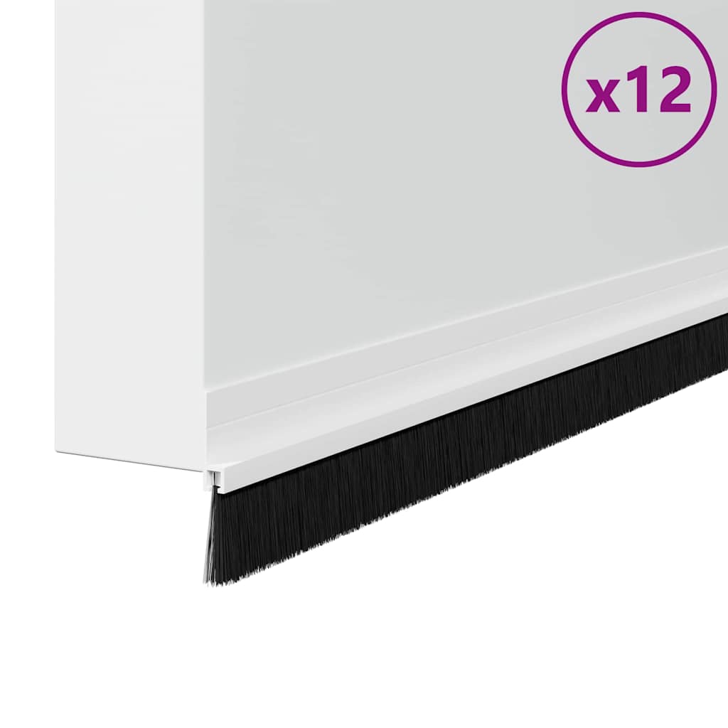 Vidaxx brosses de porte auto-adhésives 12 pcs blanc 100 cm alliage d'aluminium