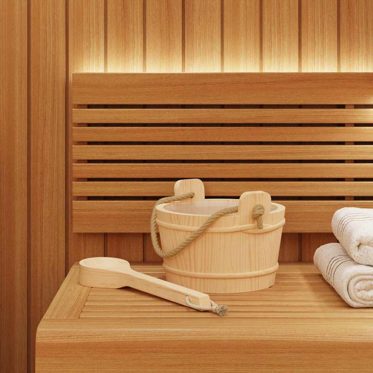 VidaXL seau de sauna 2 pcs bois de pin massif marron et chanvre