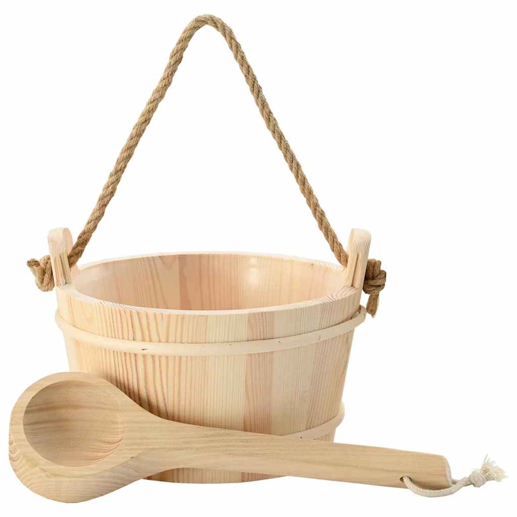 VidaXL seau de sauna 2 pcs bois de pin massif marron et chanvre