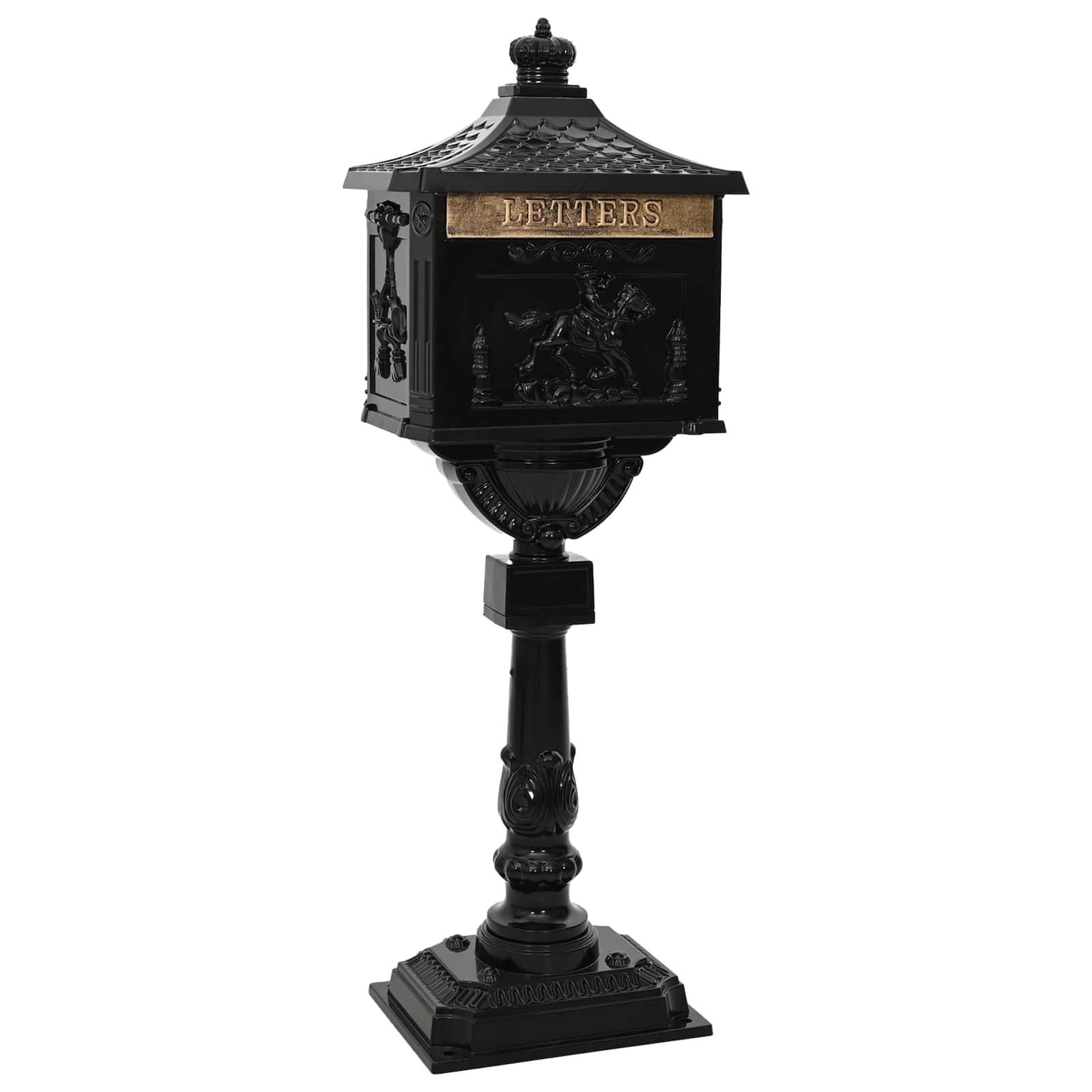 Vidaxx boîte aux lettres sur pied noir 42,5 x 29,5 x 117 cm fonte d'aluminium