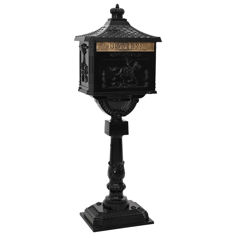 Vidaxx boîte aux lettres sur pied noir 42,5 x 29,5 x 117 cm fonte d'aluminium