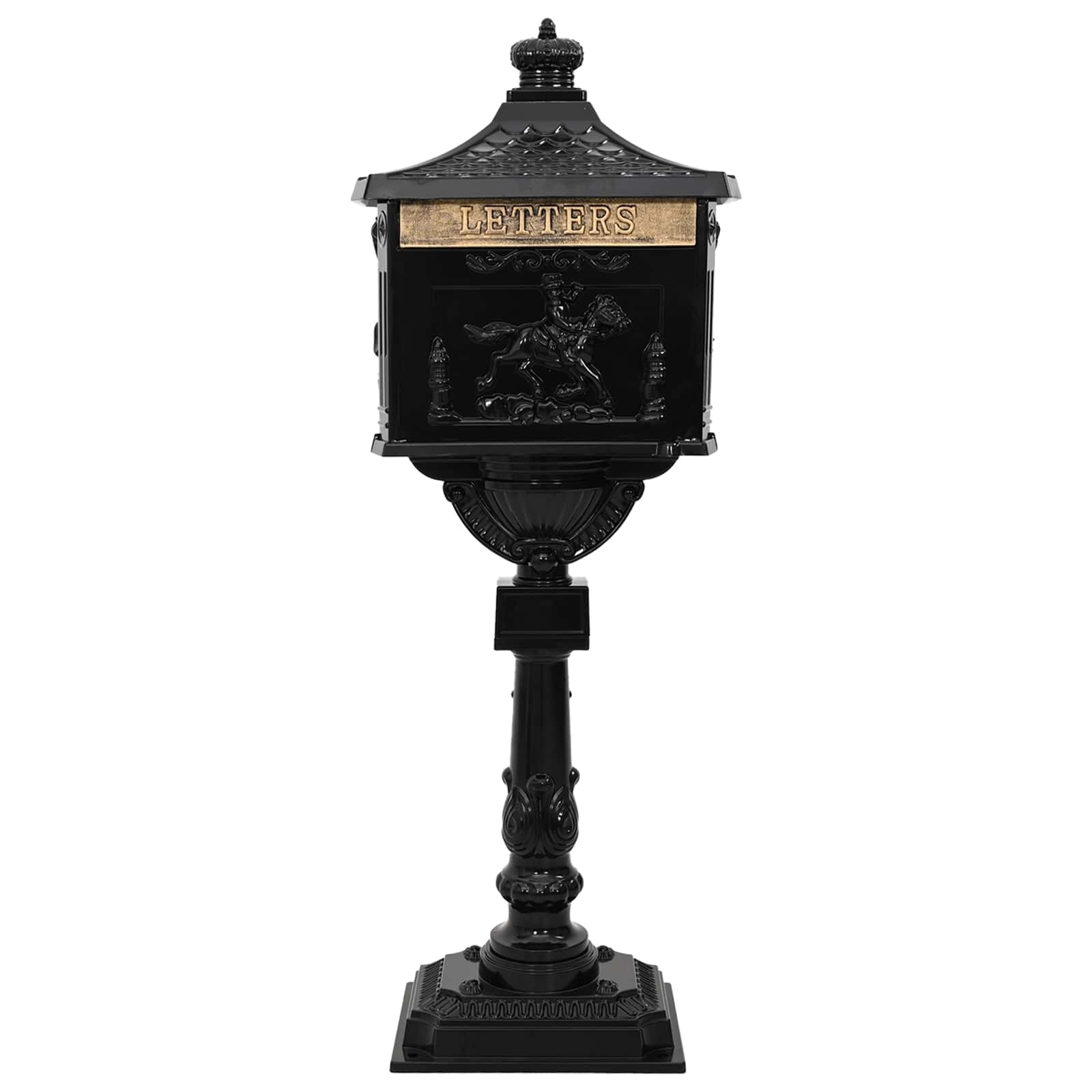 Vidaxx boîte aux lettres sur pied noir 42,5 x 29,5 x 117 cm fonte d'aluminium