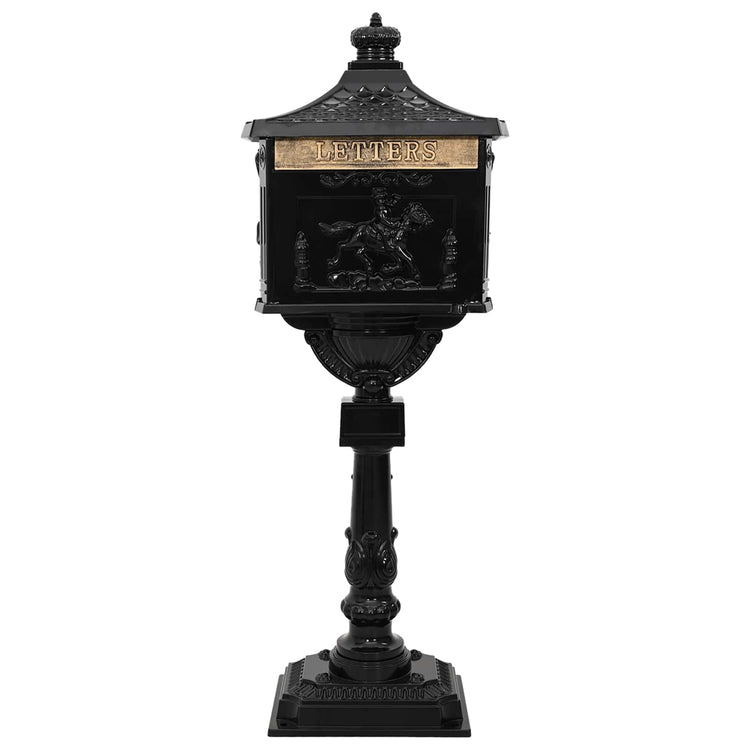 Vidaxx boîte aux lettres sur pied noir 42,5 x 29,5 x 117 cm fonte d'aluminium