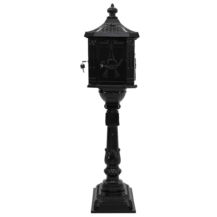 Vidaxx boîte aux lettres sur pied noir 42,5 x 29,5 x 117 cm fonte d'aluminium