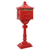 Vidaxx boîte aux lettres sur pied rouge 42,5 x 29,5 x 117 cm fonte d'aluminium