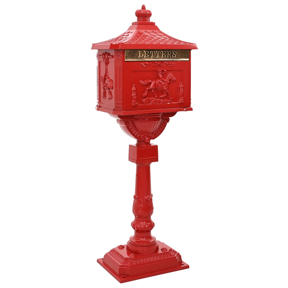 Vidaxx boîte aux lettres sur pied rouge 42,5 x 29,5 x 117 cm fonte d'aluminium