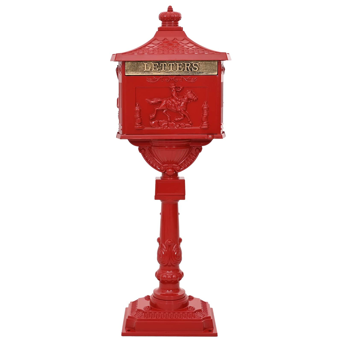 Vidaxx boîte aux lettres sur pied rouge 42,5 x 29,5 x 117 cm fonte d'aluminium