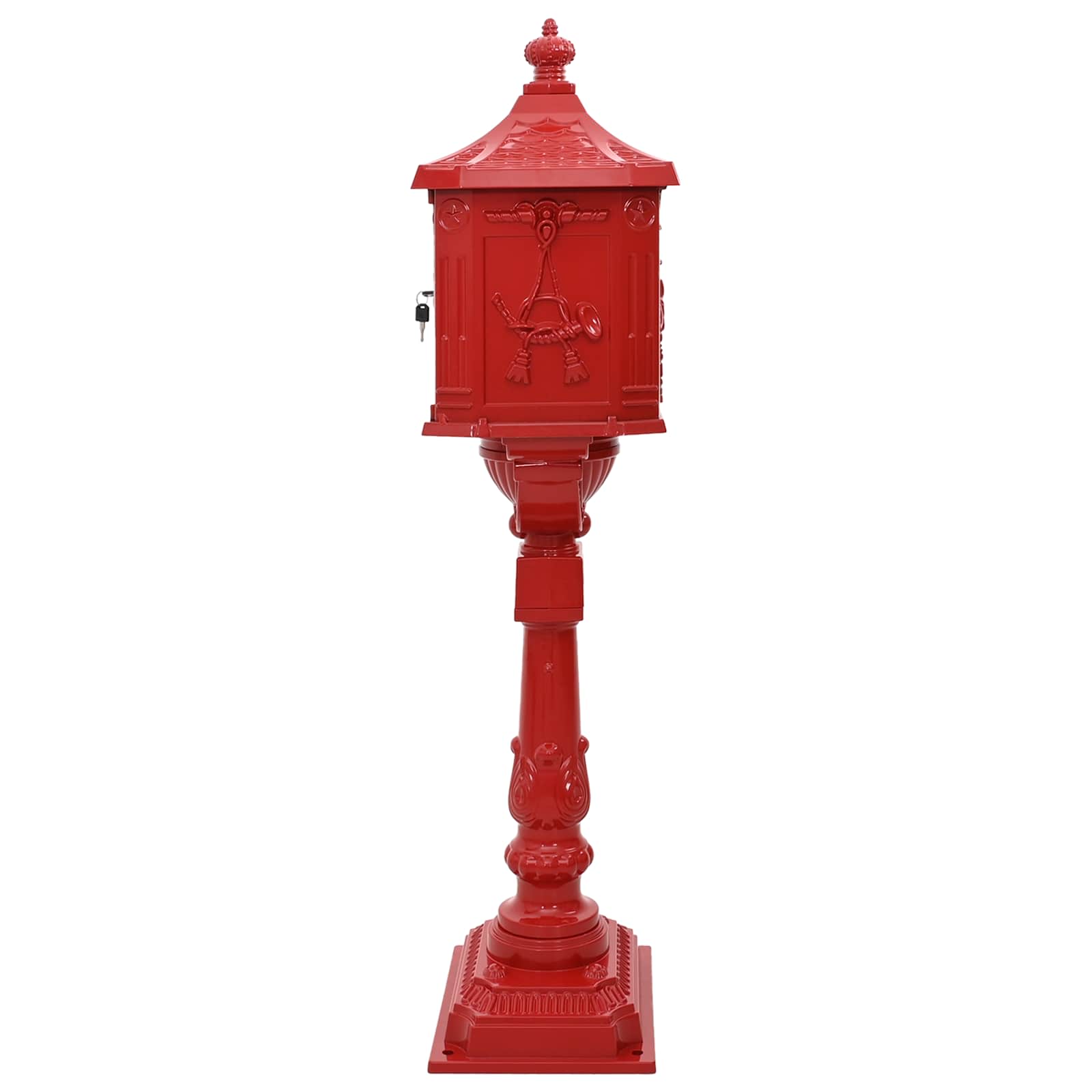 Vidaxx boîte aux lettres sur pied rouge 42,5 x 29,5 x 117 cm fonte d'aluminium