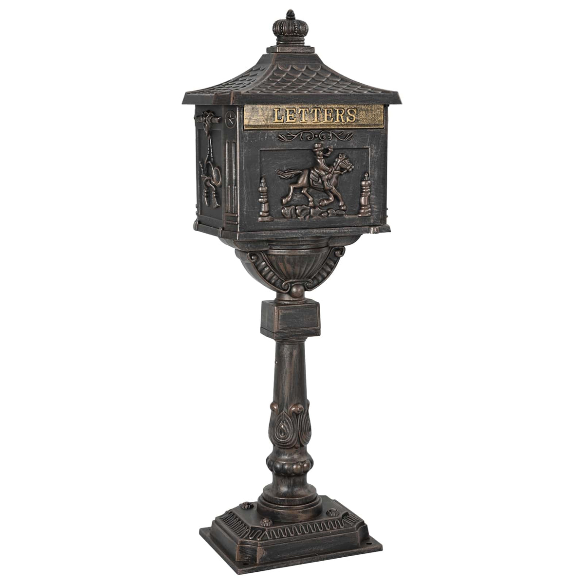Vidaxx boîte aux lettres sur pied bronze 42,5 x 29,5 x 117 cm fonte d'aluminium