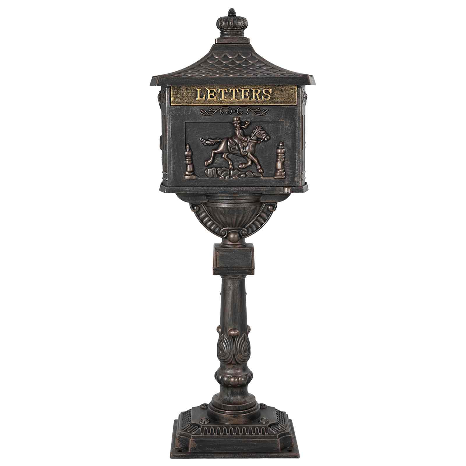 Vidaxx boîte aux lettres sur pied bronze 42,5 x 29,5 x 117 cm fonte d'aluminium
