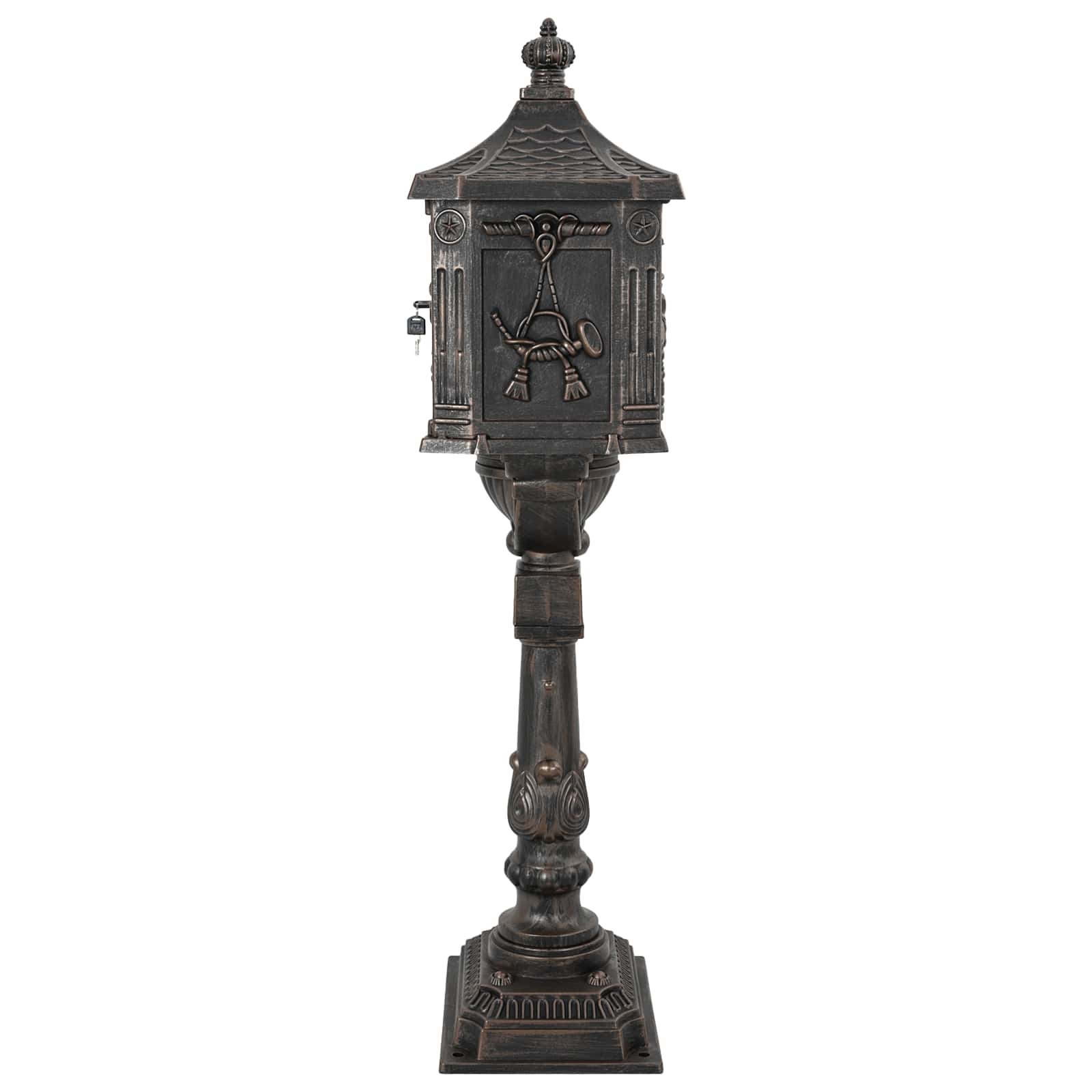 Vidaxx boîte aux lettres sur pied bronze 42,5 x 29,5 x 117 cm fonte d'aluminium