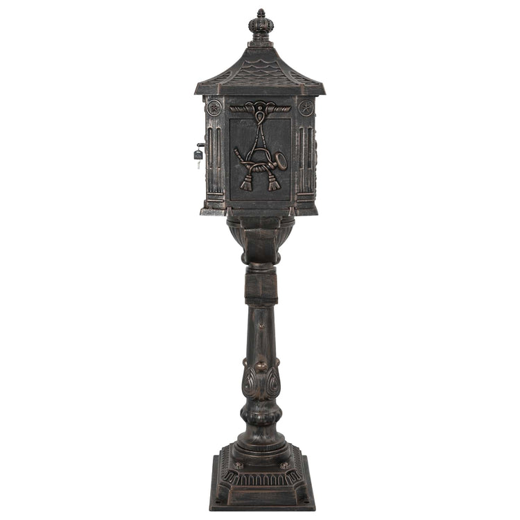 Vidaxx boîte aux lettres sur pied bronze 42,5 x 29,5 x 117 cm fonte d'aluminium