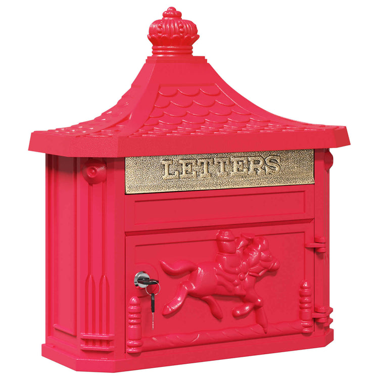 Vidaxxl boîte aux lettres murale avec rangement rouge 40,5 x 16 x 45 cm