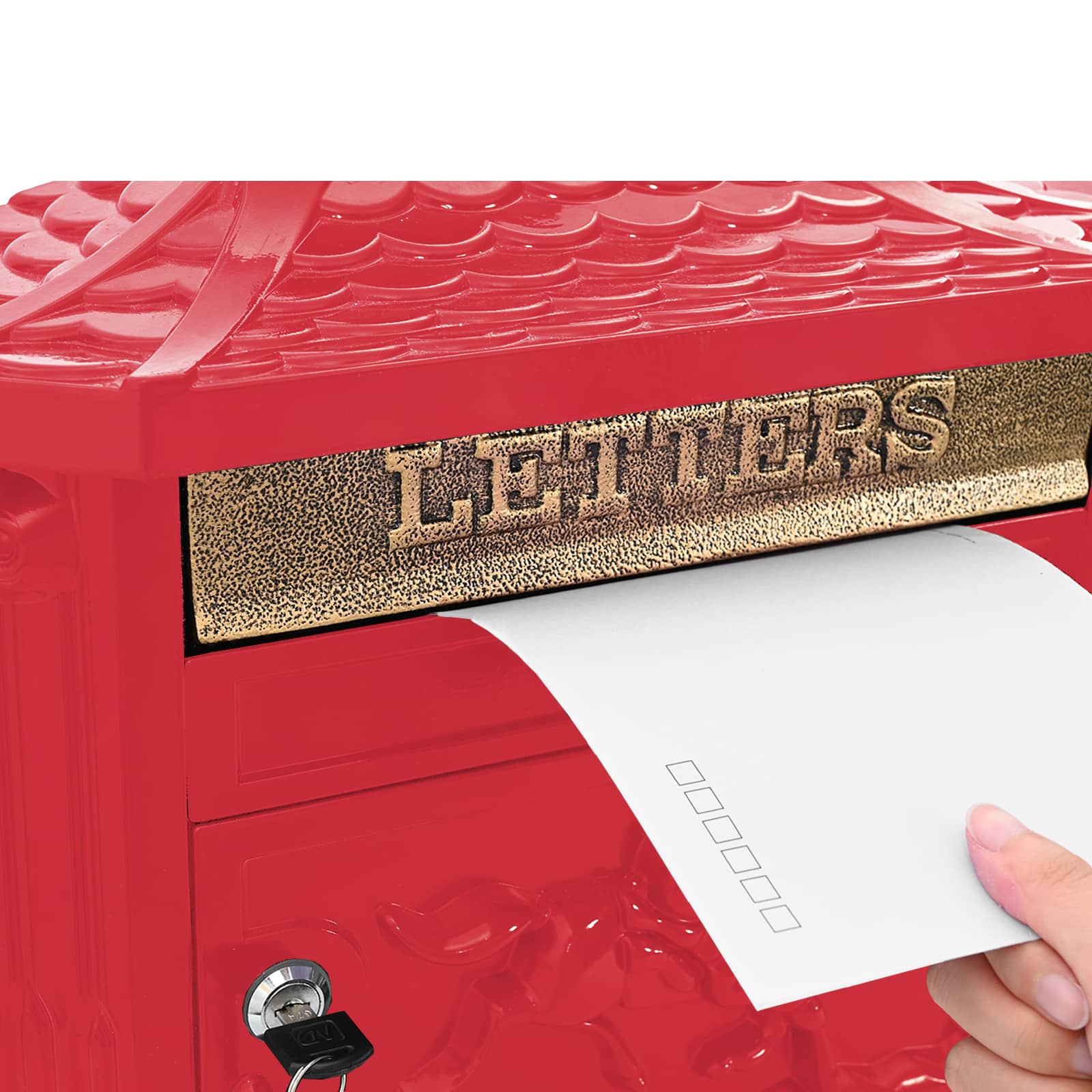 Vidaxxl boîte aux lettres murale avec rangement rouge 40,5 x 16 x 45 cm