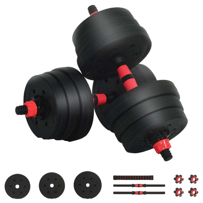VidaXL ensemble haltère-barre 2 en 1 30kg noir et rouge