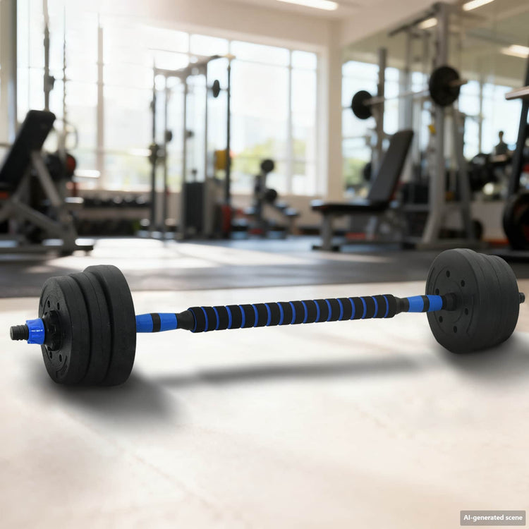 VidaXL ensemble haltère-barre 2 en 1 30kg noir et bleu