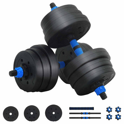 VidaXL ensemble haltère-barre 2 en 1 30kg noir et bleu