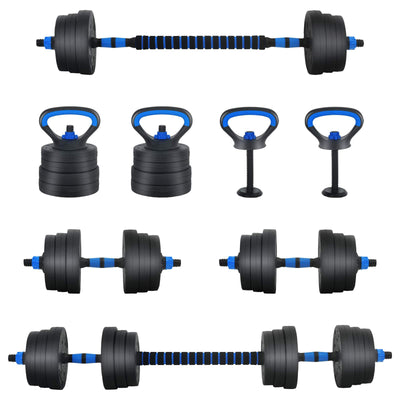 VidaXL ensemble haltère-barre 2 en 1 30kg noir et bleu