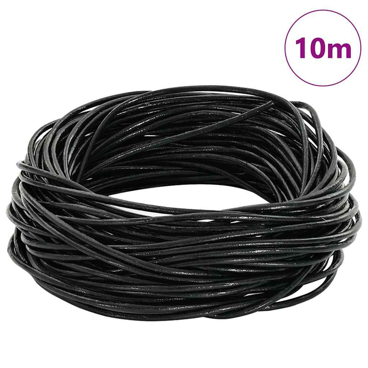 Vidaxl cordon cuir noir ø1,5 mm x 10 m cuir
