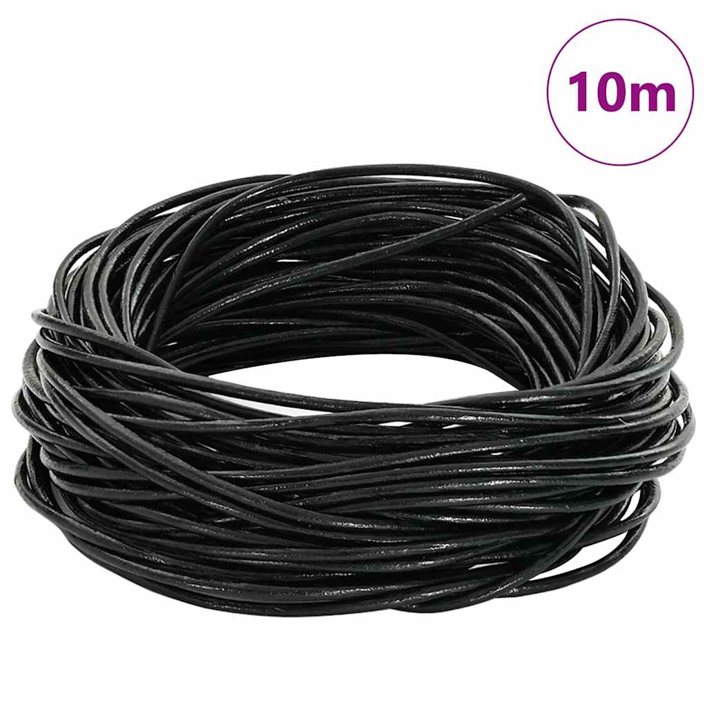 Vidaxxl cordon cuir noir ø2 mm x 10 m cuir