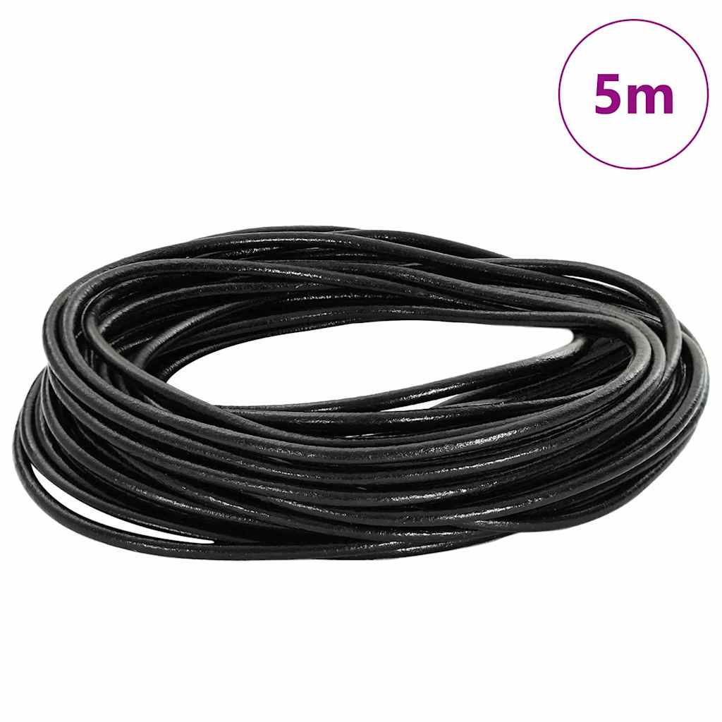 Vidaxx cordon en cuir noir ø3 mm x 5 m cuir