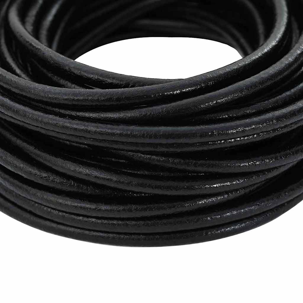 Vidaxl cordon cuir noir ø4 mm x 5 m cuir