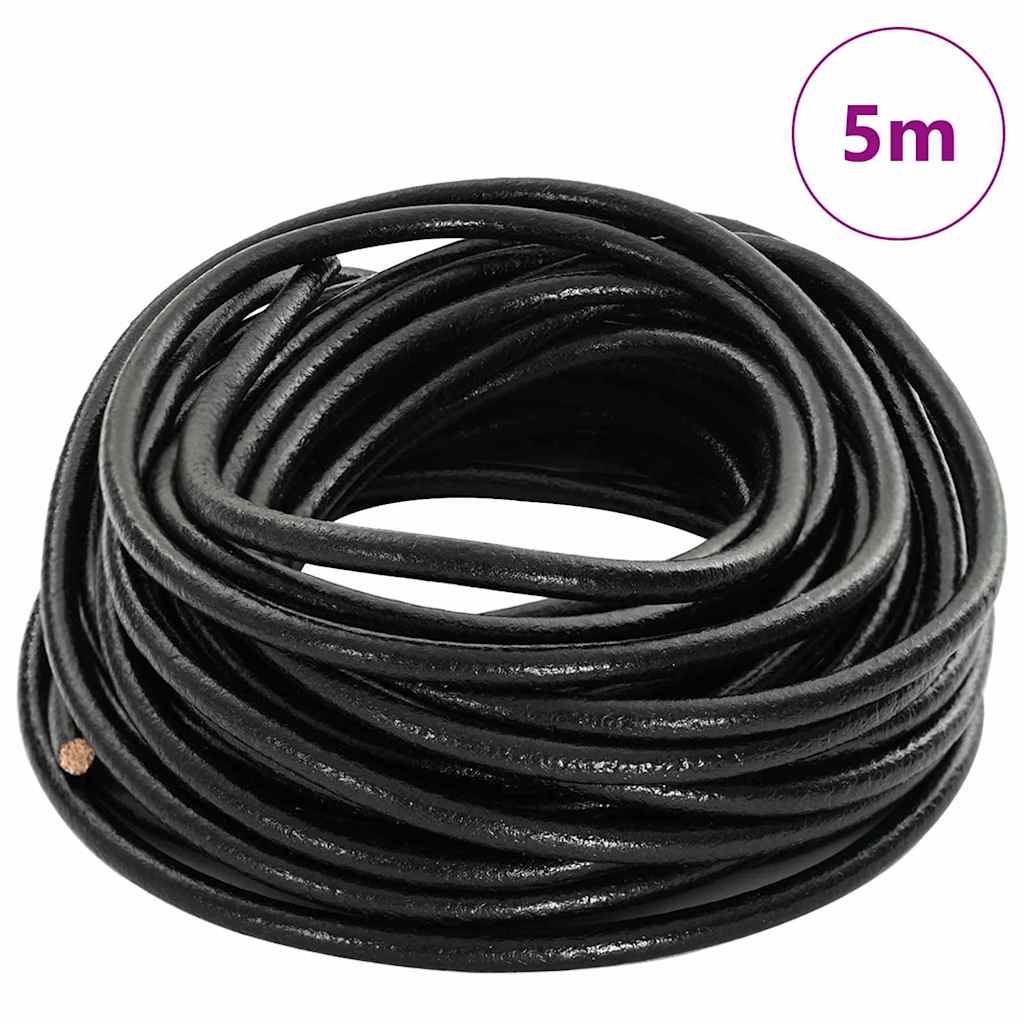 Vidaxl cordon cuir noir ø5 mm x 5 m cuir