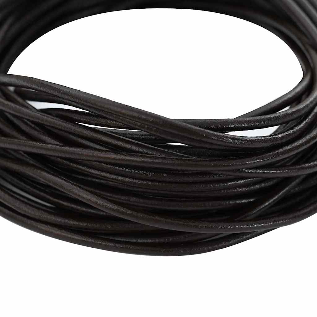 Vidaxl cordon cuir marron foncé ø3 mm x 10 m cuir