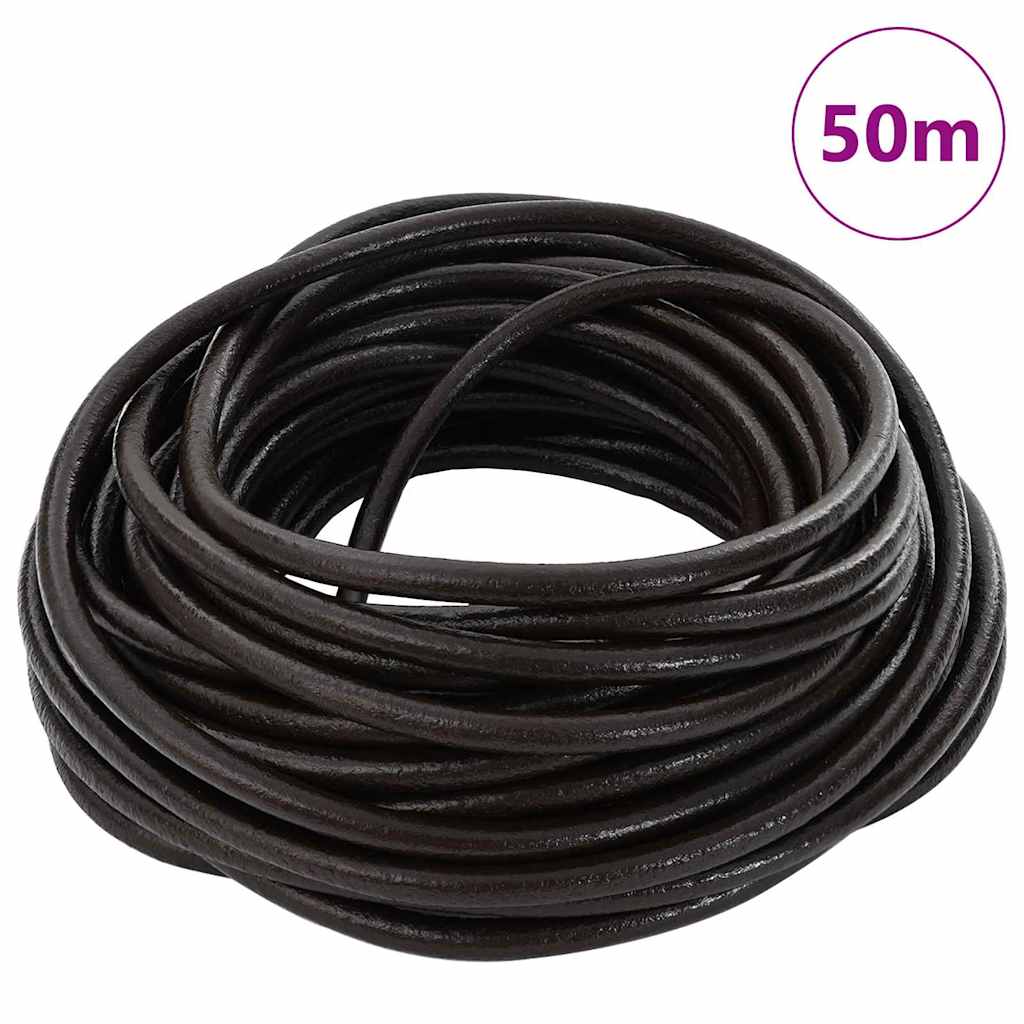 Vidaxl cordon cuir marron foncé ø4 mm x 50 m cuir