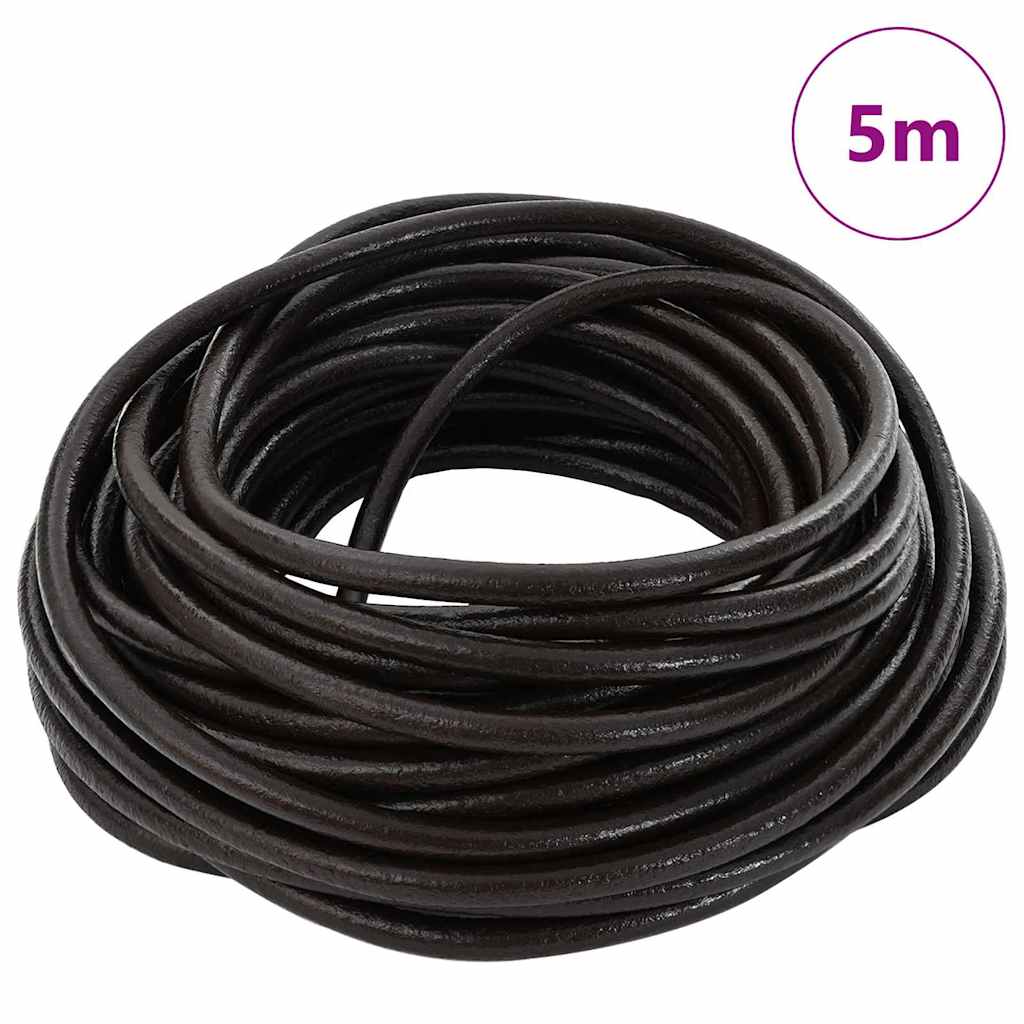 Vidaxl cordon cuir marron foncé ø5 mm x 5 m cuir