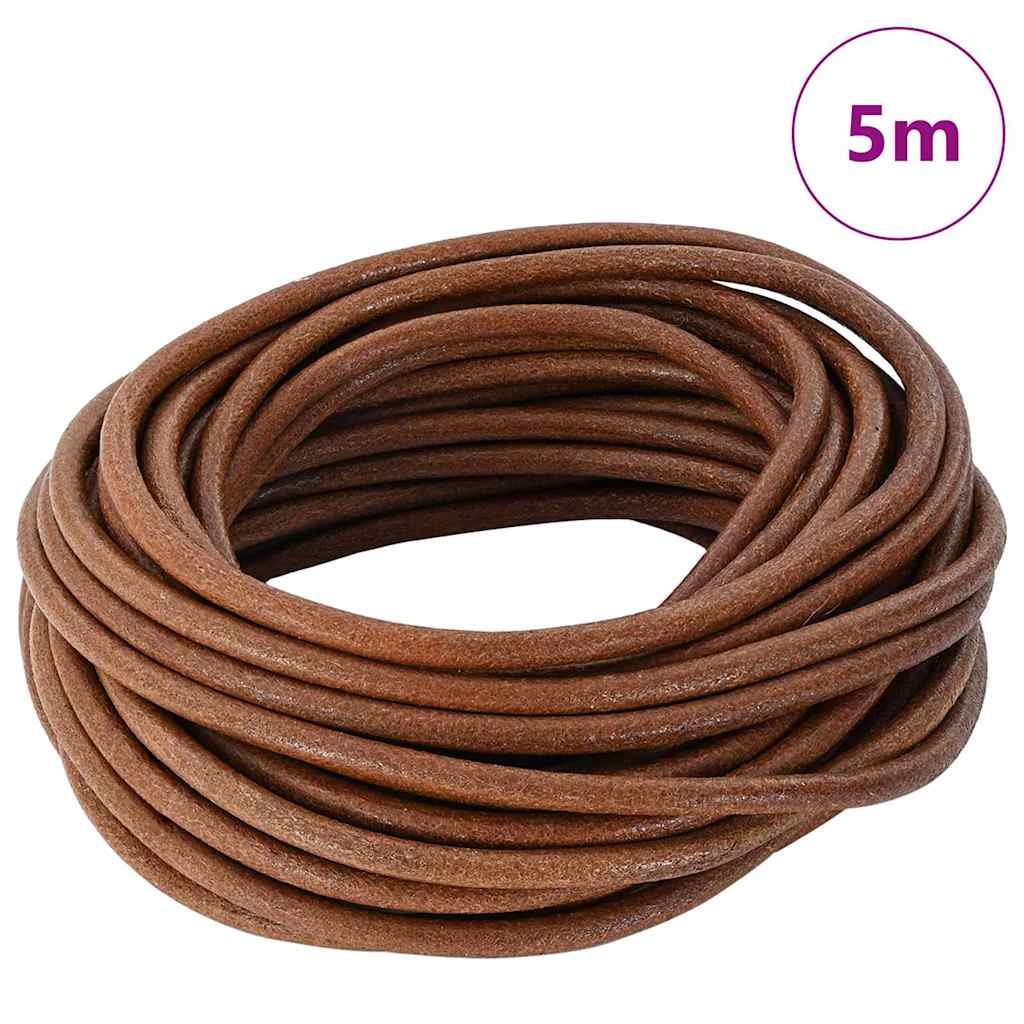 Vidaxl cordon cuir marron clair ø4 mm x 5 m cuir