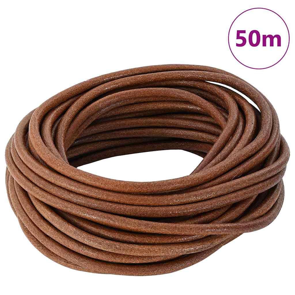 Vidaxxl cordon en cuir marron clair ø5 mm x 50 m cuir