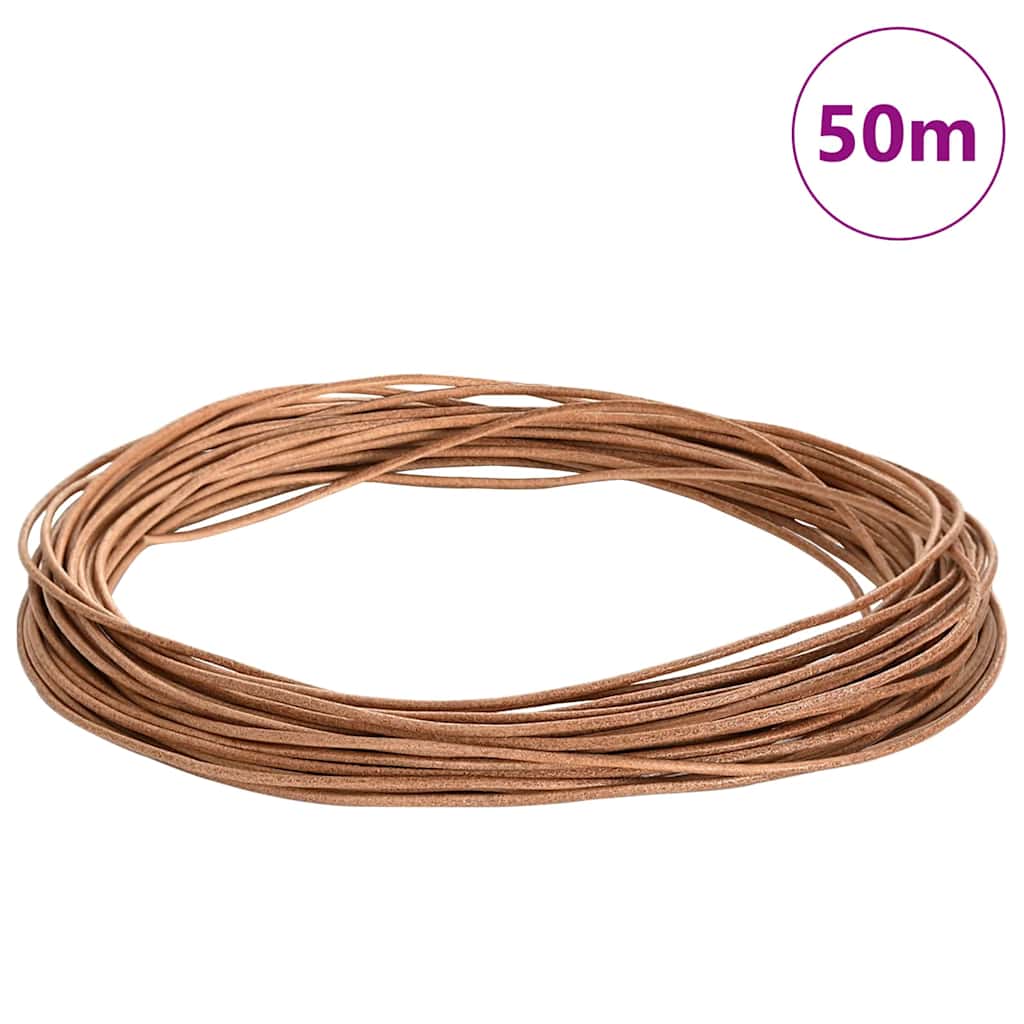 Vidaxl cordon cuir marron ø2 mm x 50 m cuir