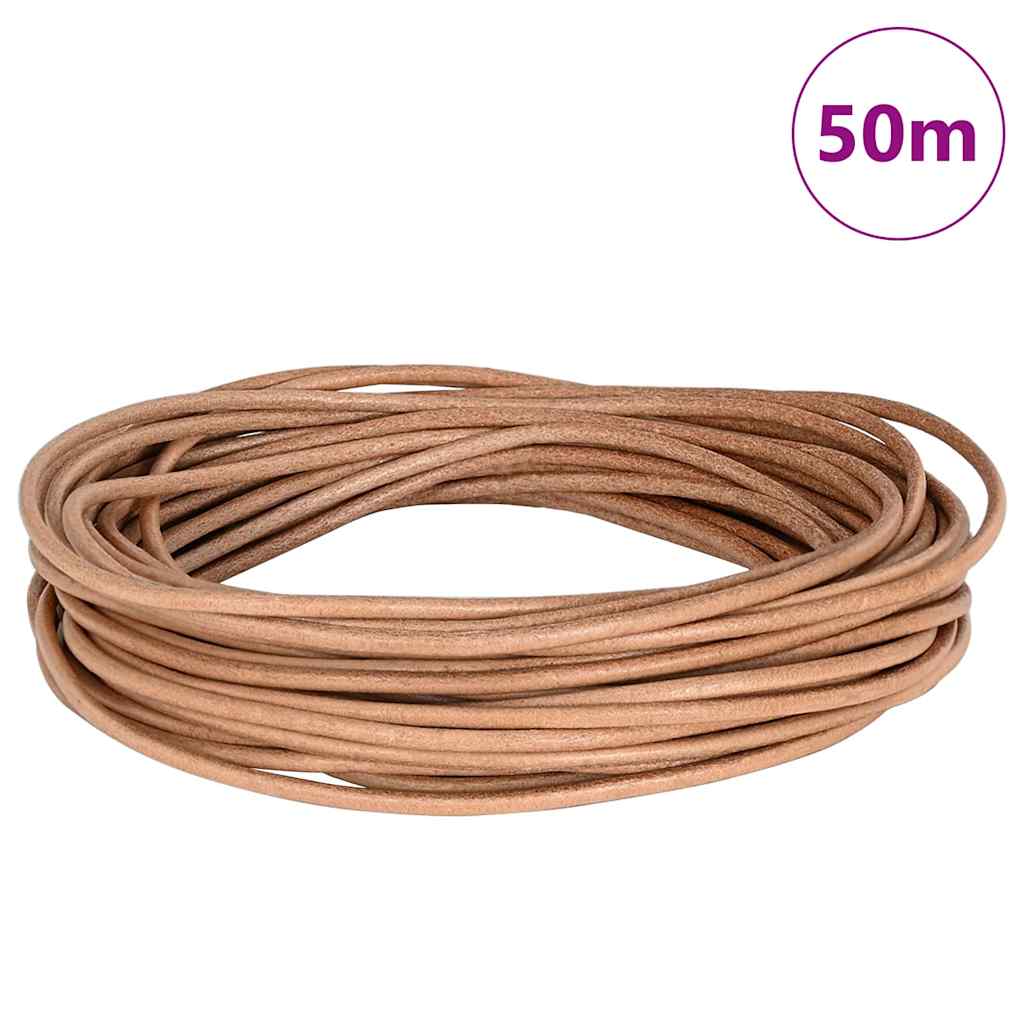 Vidaxl cordon cuir marron ø2,5 mm x 50 m cuir