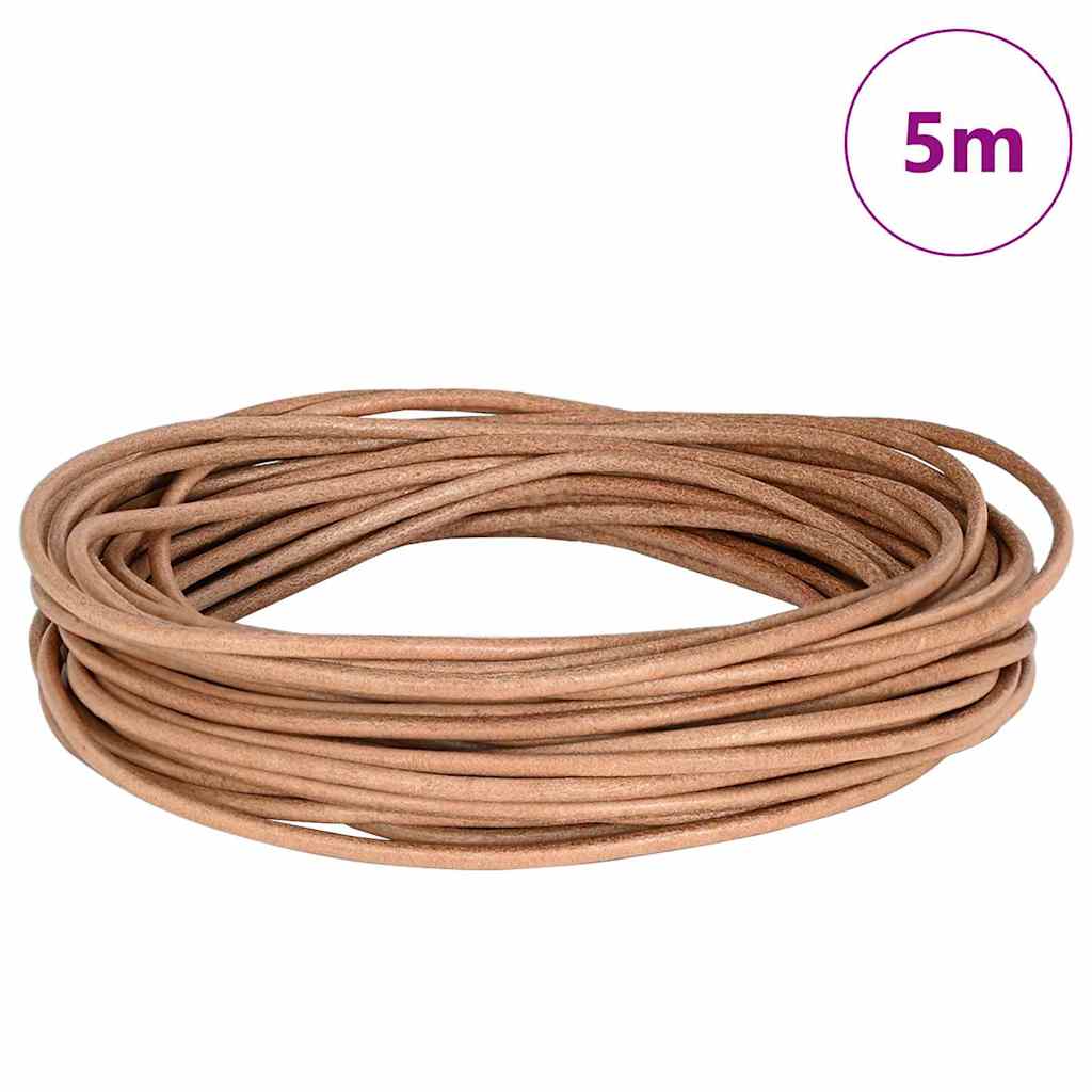 Vidaxl cordon cuir marron ø3 mm x 5 m cuir