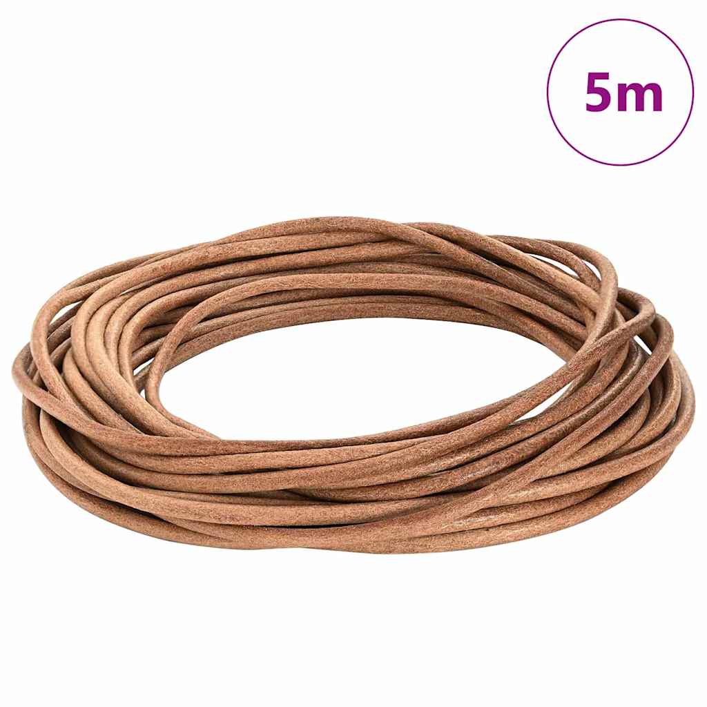 Vidaxxl cordon en cuir marron ø5 mm x 5 m cuir