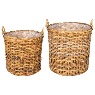 Vidaxl panier à plantes avec rangement 2 pcs osier lacak marron