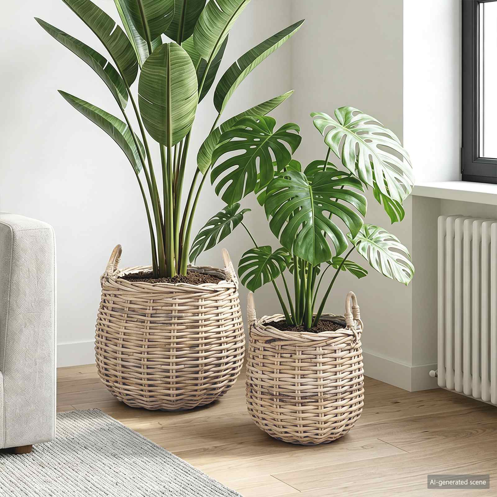 Vidaxl panier à plantes avec rangement 2 pcs osier lacak gris