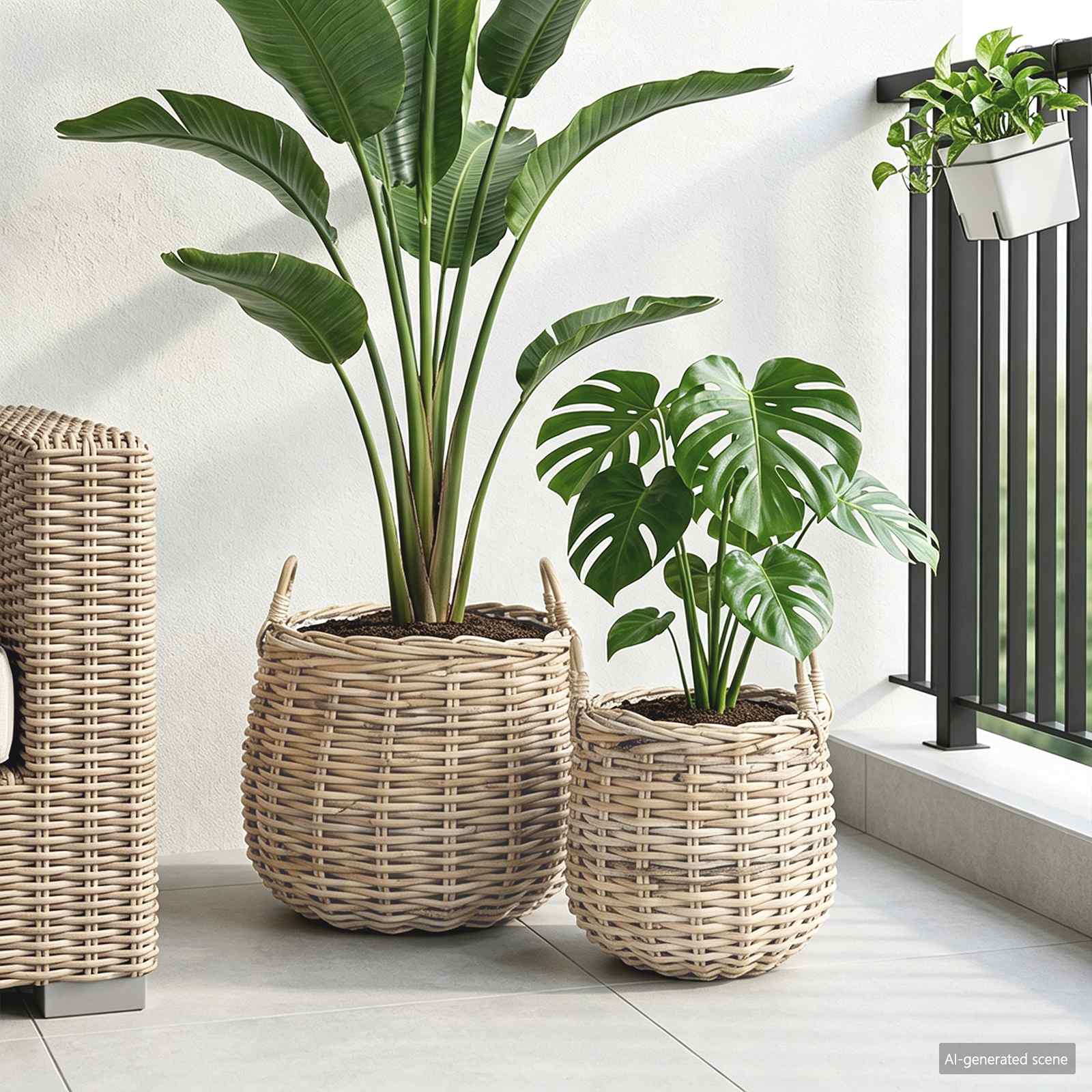 Vidaxl panier à plantes avec rangement 2 pcs osier lacak gris