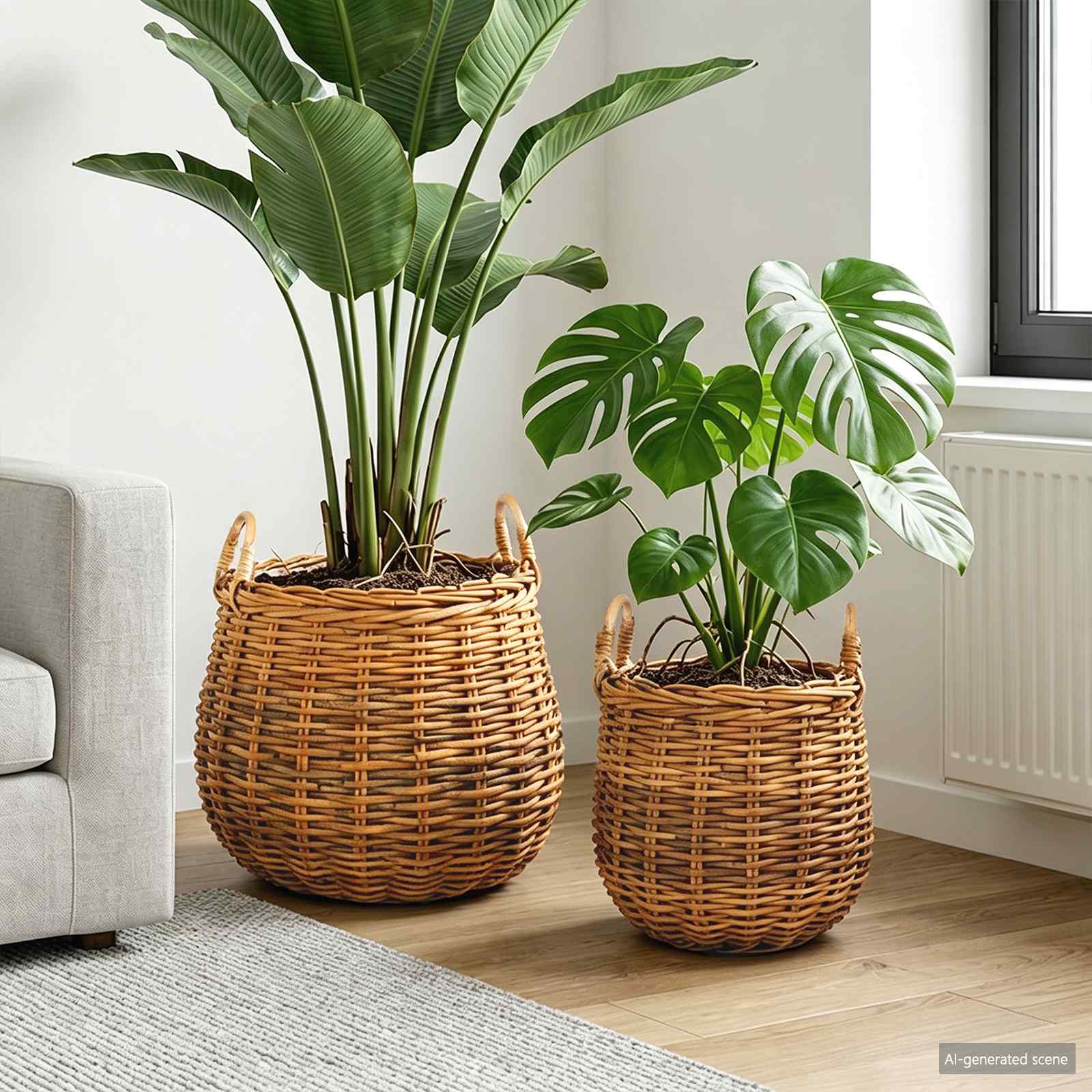 Vidaxl panier à plantes avec rangement 2 pcs osier lacak marron