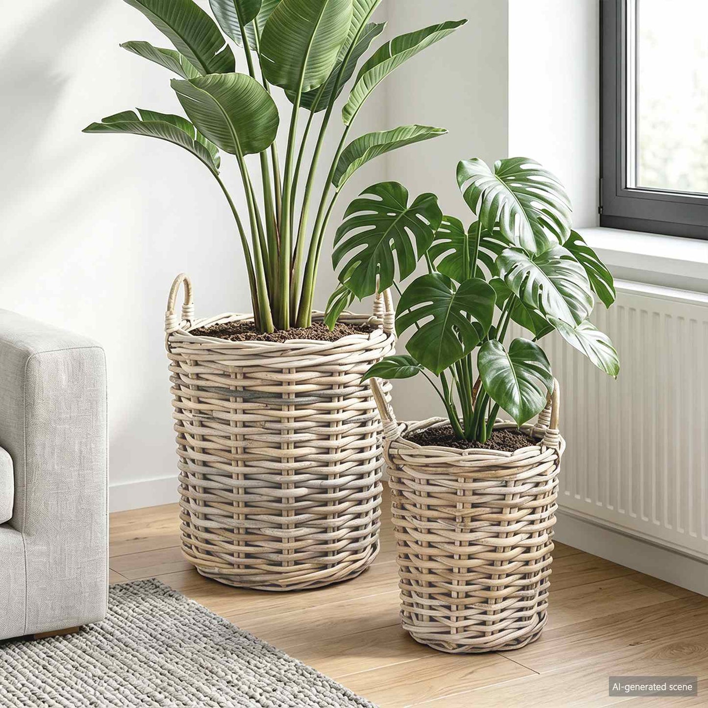 Vidaxxl panier à plantes avec rangement 2 pcs rotin kubu gris